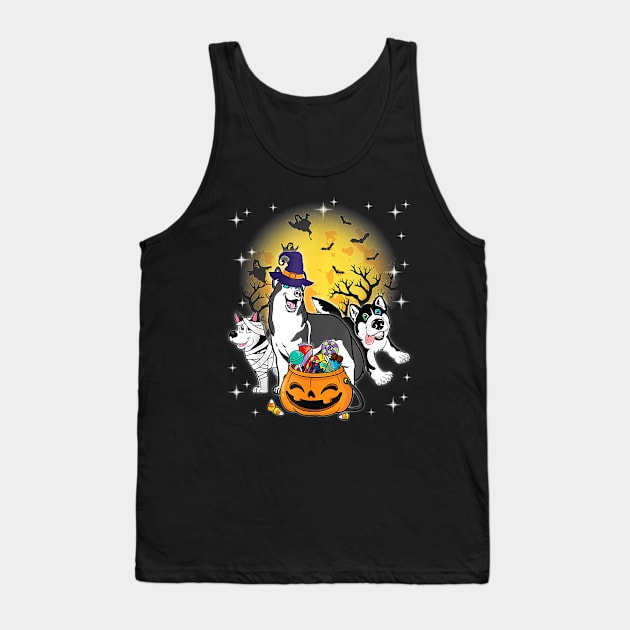 Husky Mummy Witch Dog Moon Halloween Tank Top by JaydeMargulies